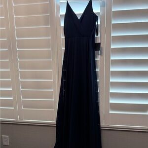 Women's Navy Blue V-Neck Maxi Dress